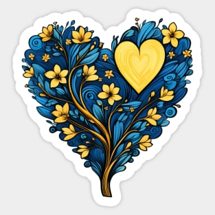 Floral heart tree, painting style Sticker